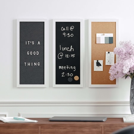 Martha Stewart Everette 18in. x 24in. Cork Board, Chalk Board, Lttr Brd Set w/Psh Pns, Mgnts, Liq Chlk, Lttrs, Wht BR-DK20221011-1-WT-MS